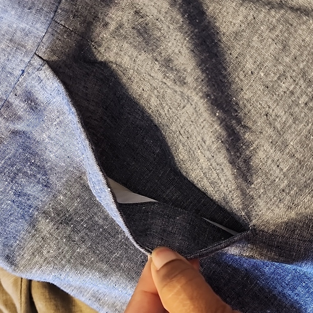 Banana Republic Mens Linen Blend Classic Fit  Blue White Trousers  Size 35 30 - Picture 10 of 11